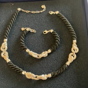 Swarovski black and silver matching 16 inch necklace & 7 inch bracelet.